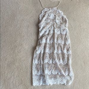 Nightcap White Lace Mini Halter Dress